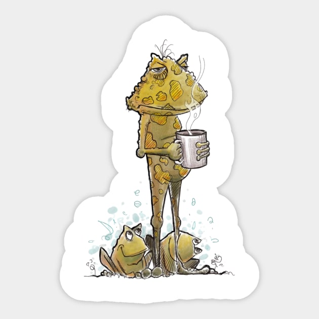 Tired Frog Sticker by Jason's Doodles